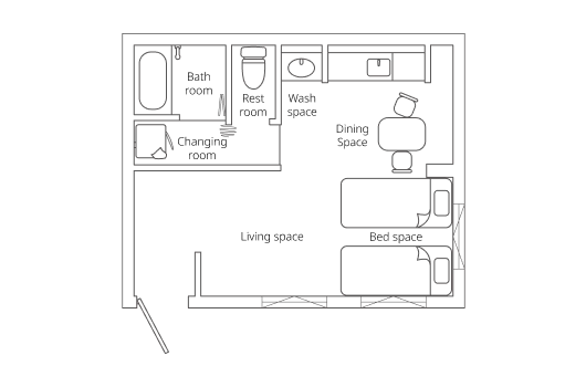 画像:ツインルーム(2名定員) 間取り図